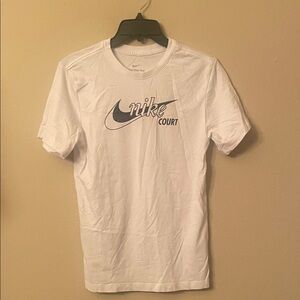 Nike Court White Tee with Black Logo size xs